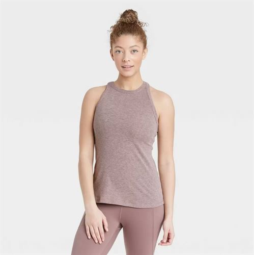 Women's Active Ribbed Tank Top - All in Motion Light Heather Brown XXL -  Miazone
