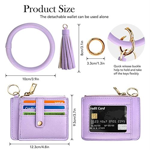 Circle Bangle Leather Keychain Wallet ID Card Holder from KPX