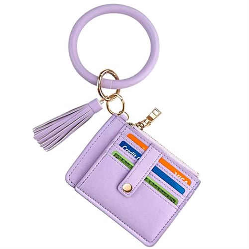 Circle Bangle Leather Keychain Wallet ID Card Holder from KPX