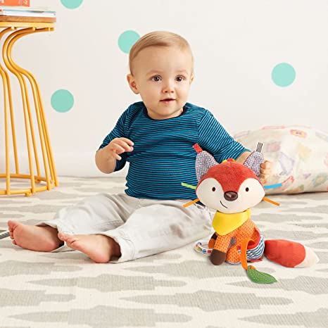Skip Hop Bandana Buddies Baby Activity and Teething Toy with Multi-Sensory Rattle and Textures, Fox