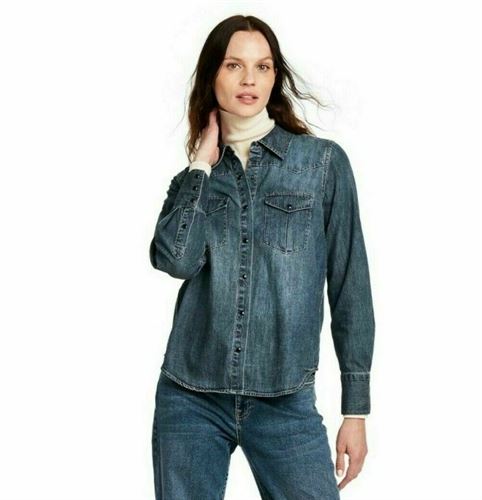 Women's Long Sleeve Denim Button-Down Shirt - Nili Lotan x Target Blue XXS