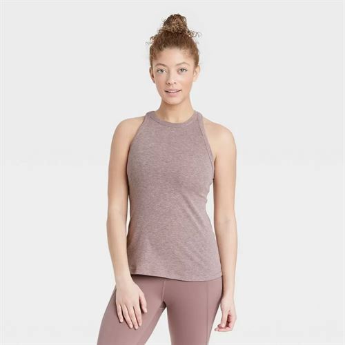 Women's Active Ribbed Tank Top - All in Motion Light Heather Brown