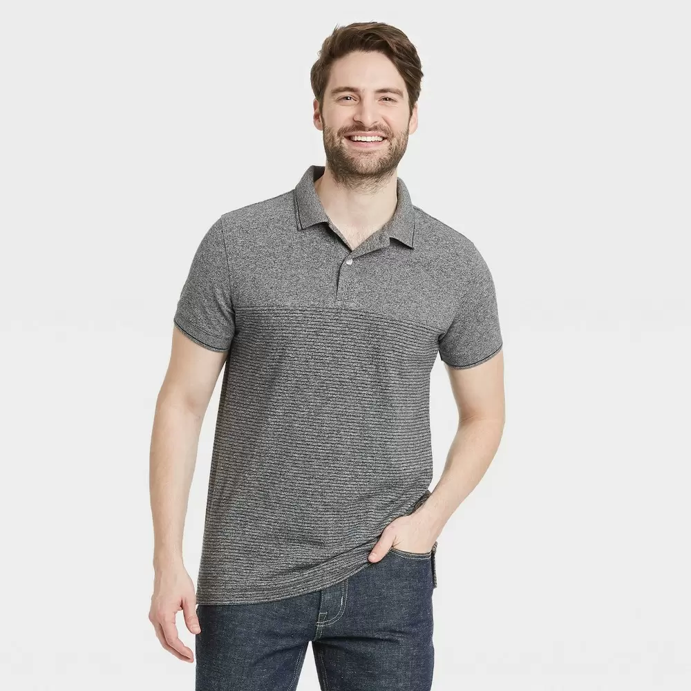 Men's Colorblock Collared Polo Shirt - Goodfellow & Co Black S