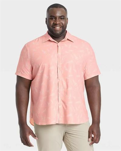 Men's Adventure Button-Up T-Shirt - All in Motion Pink S