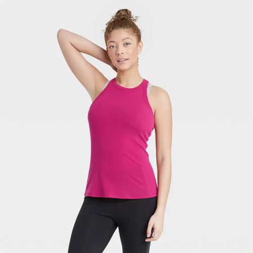 Women's Active Ribbed Tank Top - All in Motion Cranberry S