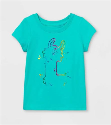 Toddler Girls' Llama Short Sleeve T-Shirt - Cat & Jack Teal 2T