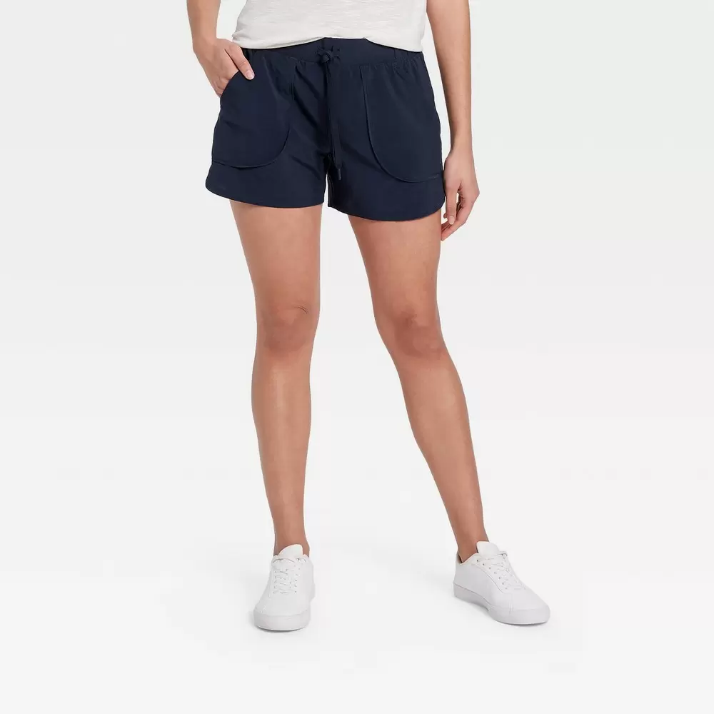 Women's Stretch Woven Shorts 4" - All in Motion Navy L, Blue