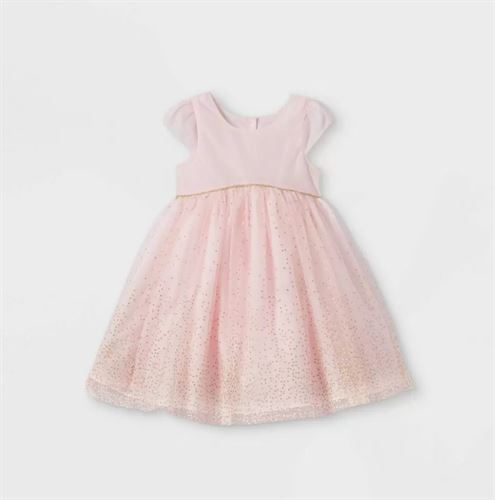 Mia & Mimi Toddler Girls' Glitter Tulle Short Sleeve Dress - Blush Pink