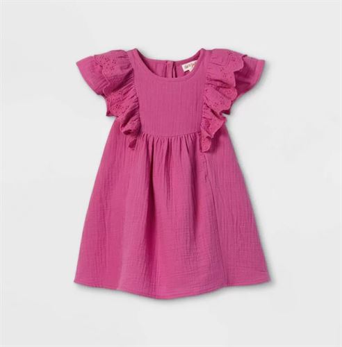 Toddler Girls' Ruffle Sleeve Dress - Cat & Jack Pink 2T