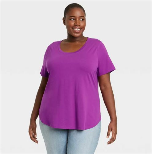 Women's Plus Size Short Sleeve Essential Relaxed Scoop Neck T-Shirt - Ava & Viv