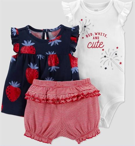 Baby Girls' Strawberry Top & Bottom Set - Just One You made by carter's Navy/Red