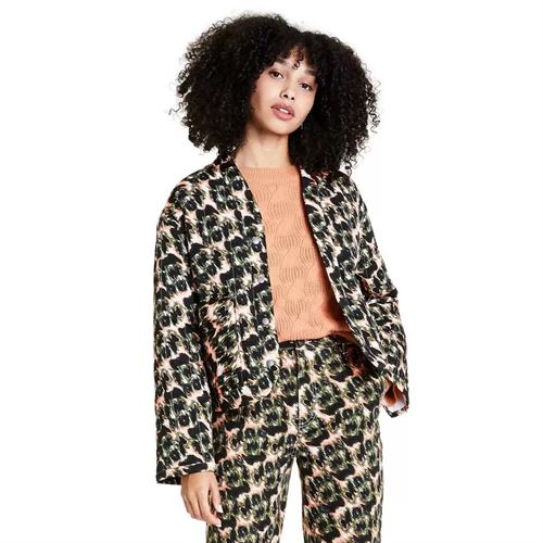 Women's Animal Print Cropped Quilted Jacket - Rachel Comey Olive Green S