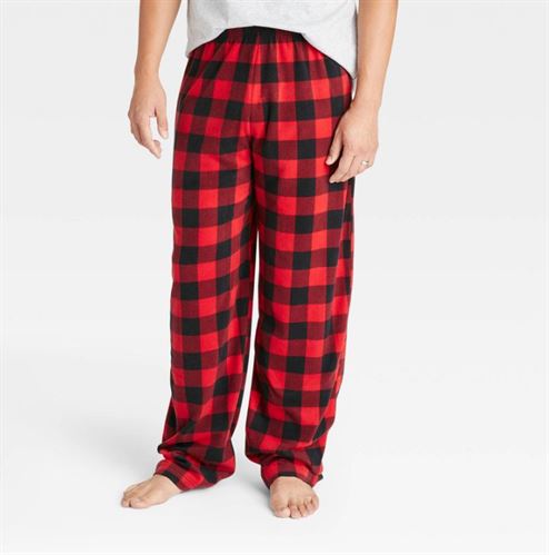 Men's Plaid Holiday Matching Fleece Pajama Pants - Red