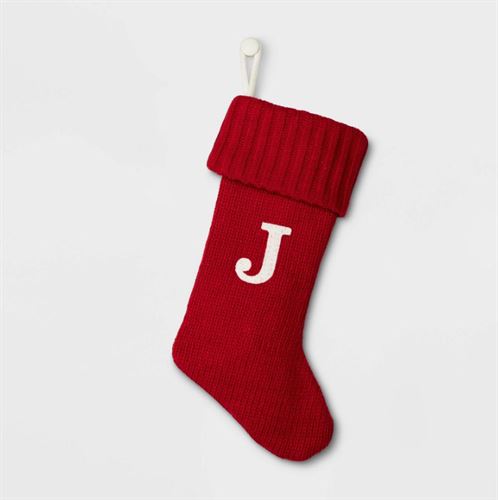 Knit Monogram Christmas Stocking Red
