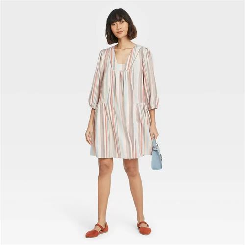 Women's Long Sleeve Shift Dress - Knox Rose Multi Stripe XL, Multicolor  Stripe - Miazone