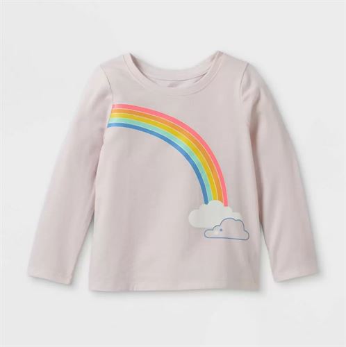 Toddler Girls' Rainbow Long Sleeve Graphic T-Shirt - Cat & Jack™ Light Pink 2T