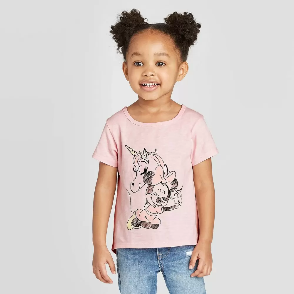 Toddler Girls' Disney Minnie Mouse Unicorn Graphic T-Shirt - Pink 4T
