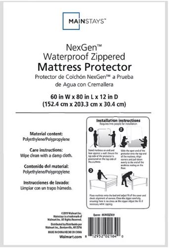 Mainstays NexGen Waterproof Anti-Allergen Zippered Mattress Protector, Queen