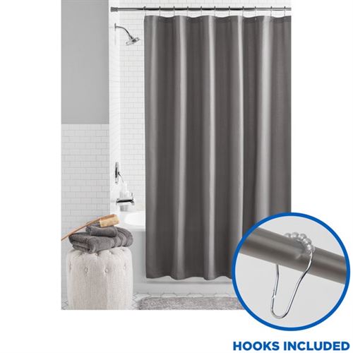 Gray Fabric Bathroom Set, 13-Piece Shower Curtain and Hooks, Mainstays