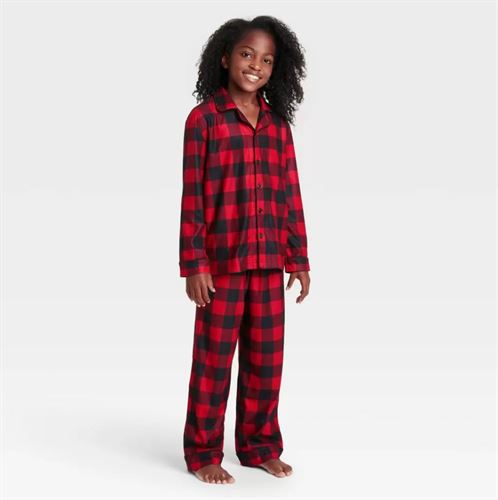 Kids' Holiday Buffalo Check Flannel Matching Family Pajama Set - Wondershop Red