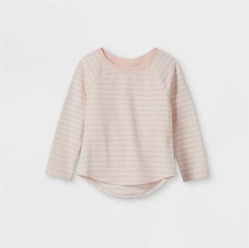 Toddler Girls' Striped Long Sleeve T-Shirt - Cat & Jack Pink/Cream 4T