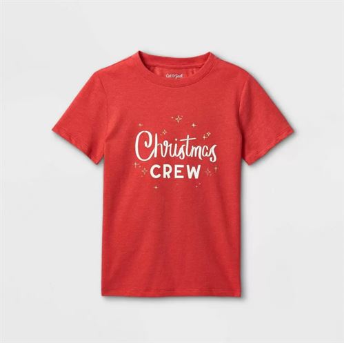 Boys' 'Christmas Crew' Graphic Short Sleeve T-Shirt - Cat & Jack Bright Red L