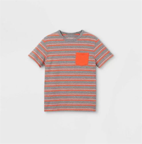 Boys' Short Sleeve Pocket T-Shirt - Cat & Jack Gray/Orange XS