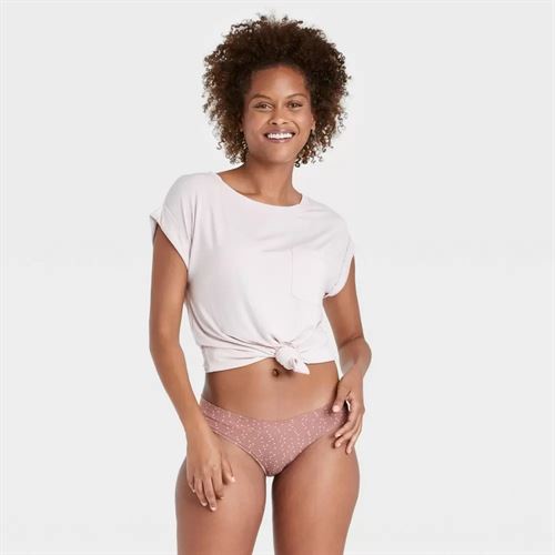 Women's Cotton Bikini Underwear - Auden Mauve Dashes L, Pink Dashes -  Miazone