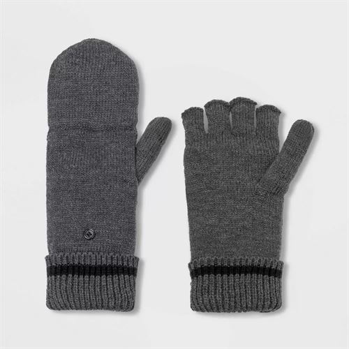 Men's Knit Convertible Glove - Goodfellow & Co Charcoal Heather One Size, Grey