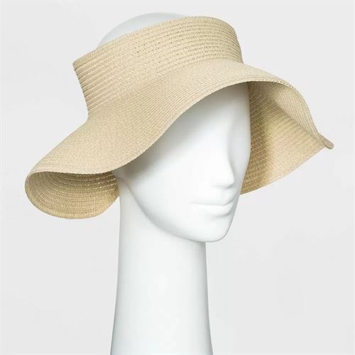 Women's Straw Visor Hat - A New Day Tan One Size
