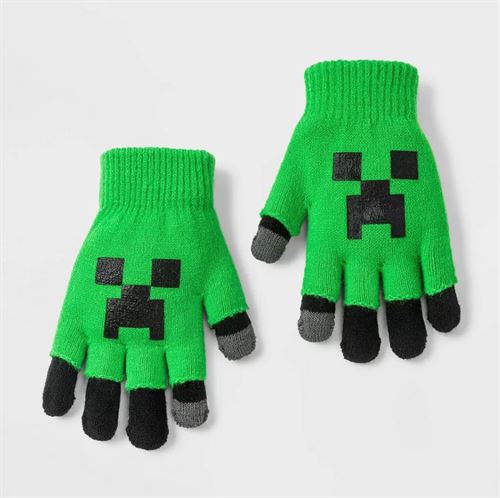 Boys' Minecraft 2-Layer Gloves, Black/Green