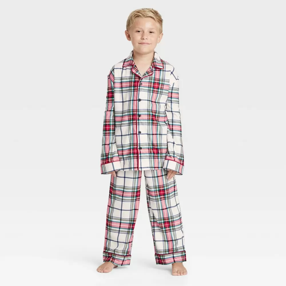 Kids' Holiday Plaid Flannel Matching Family Pajama Set - Wondershop