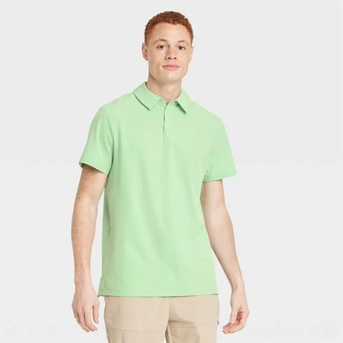 Men's Stretch Woven Polo Shirt - All in Motion Light Mint M, Light Green