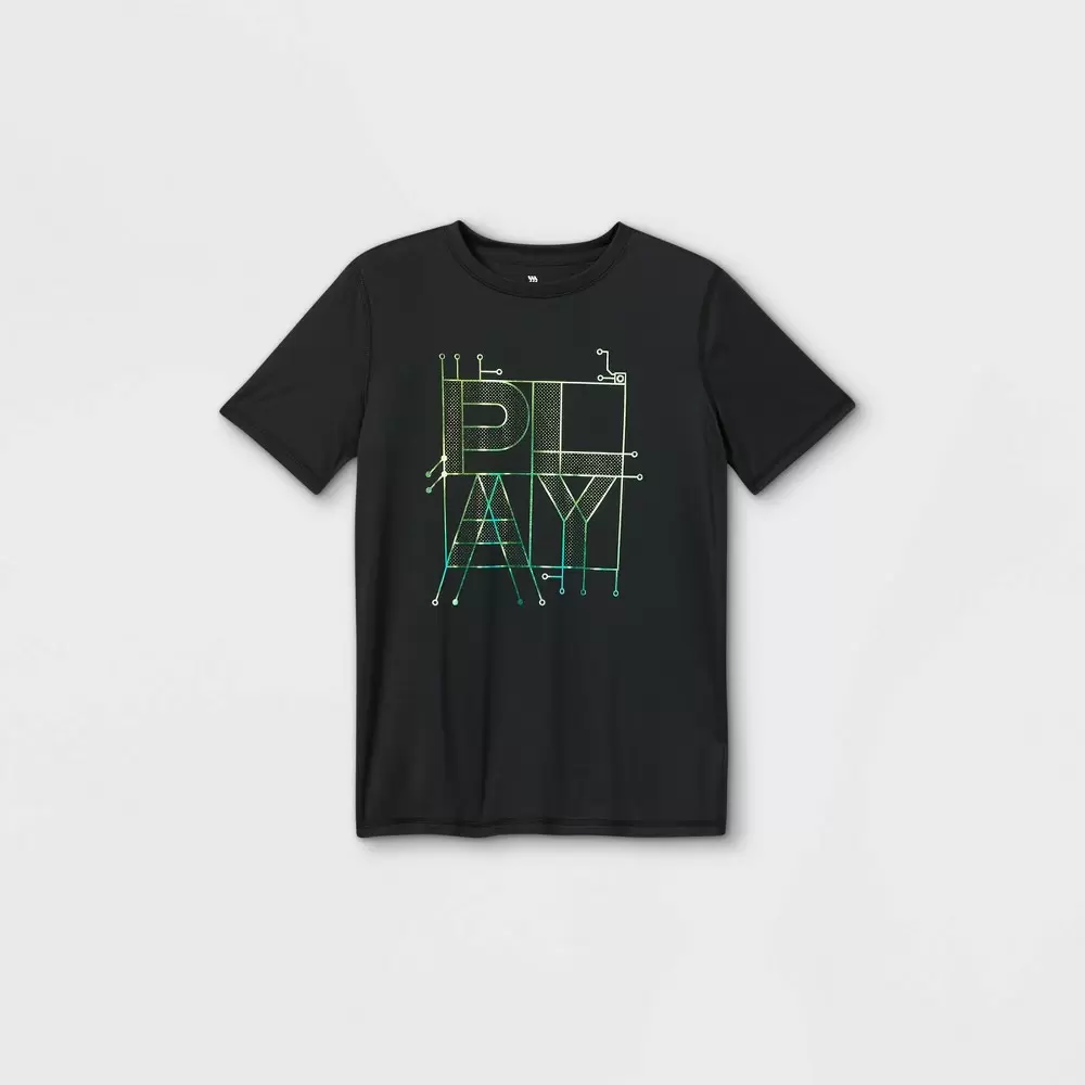 Boys' Short Sleeve 'Play' Graphic T-Shirt - All in Motion Black M