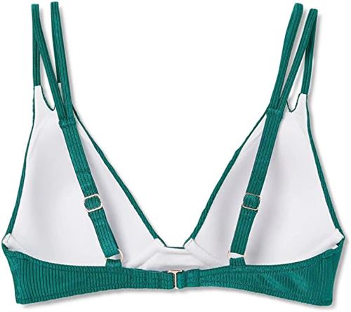 Women's Lightly Lined Shiny Ribbed Triangle Bikini Top - Shade & Shore Evergreen