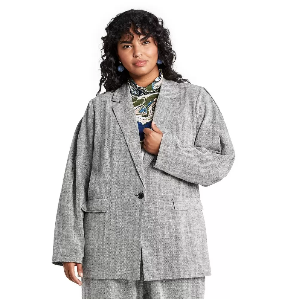 Women's Plus Size Chevron Oversized Tweed Blazer - Rachel Comey x Target 2XL
