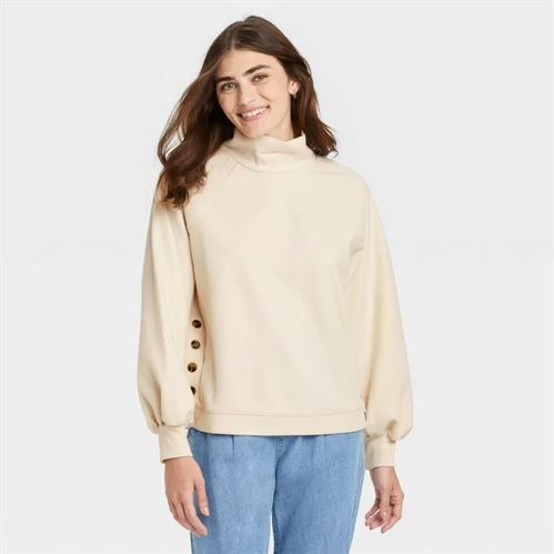 Women's Button Detailed Sweatshirt - Who What Wear