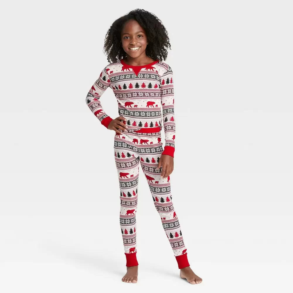Kids' Holiday Fair Isle Print Matching Family Pajama Set - Wondershop White 5