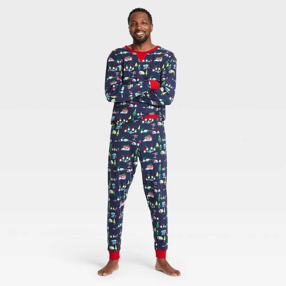 Men's Gnomes Holiday Matching Family Pajama Set - Wondershop Blue XXL