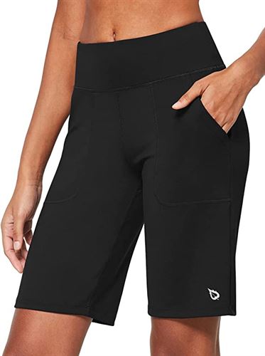 BALEAF Women's Bermuda Long Shorts Athletic High Waisted Shorts 10" for Casual Summer Running Quick Dry Knee Length