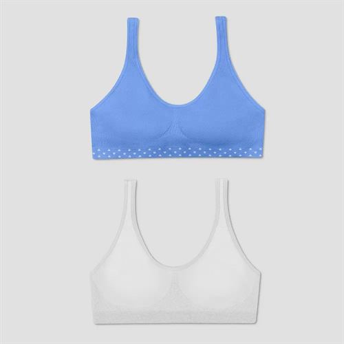 Hanes Girls' 2pk Sports Bra - Blue/White XL