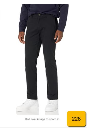 Essentials Men's Slim-Fit Casual Stretch Khaki, Black, 29W x 32L