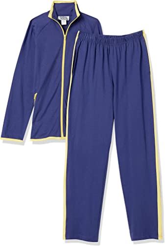 AmeriMark Women's Striped Sweat Suit Set 100% Cotton Pants and Jacket Outfit