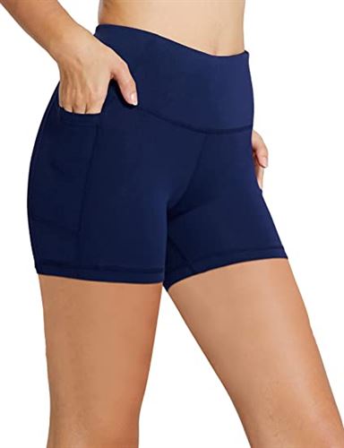 BALEAF Women's High Waist Biker Shorts Workout Yoga Running Gym Compression  Spandex Shorts Side Pockets - Miazone