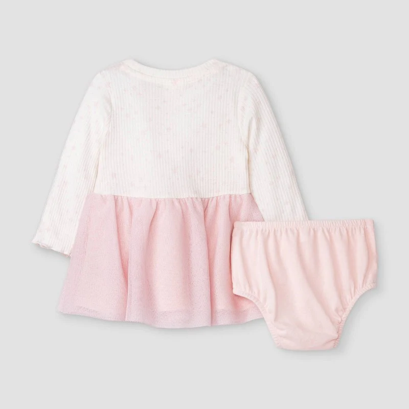 Baby Girls' Star Rib Dress - Cat & Jack Light Pink 6-9M