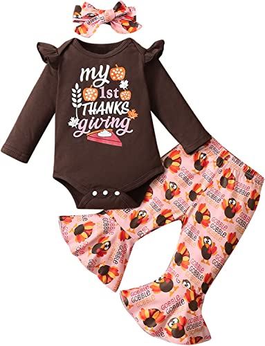 Happidoo Toddler Girls My First Thanksgiving Outfit Baby Girl Pumpkin Gobble Turkey Pant Set