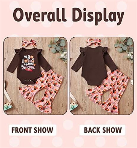 Happidoo Toddler Girls My First Thanksgiving Outfit Baby Girl Pumpkin Gobble Turkey Pant Set