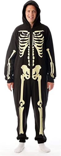 Followme Glow in The Dark Men's Skeleton Onesie Pajamas Family Sleepwear