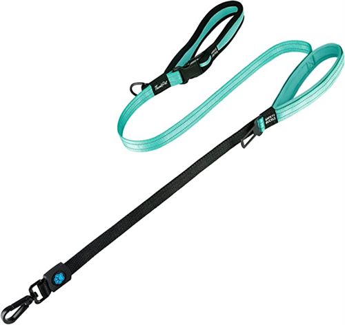 ThinkPet Dog Leashes –Traffic Control Double Handle Leash, 2 Handles Leash Comfortable Padded Heavy Duty Bungee No Pull Reflective Lead with Car Seat Belt for Medium Large Dogs Training Walking
