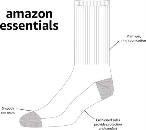 Amazon Essentials womens Cotton Lightly Cushioned Crew Socks